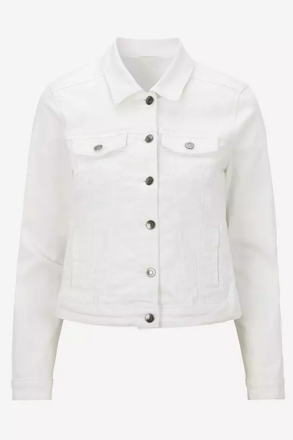 Jean Jacket με τσέπες μπροστά σε denim white χρώμα