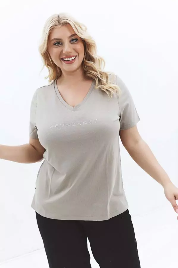 T-shirt με στρας 'Abundance' σε μπεζ χρώμα