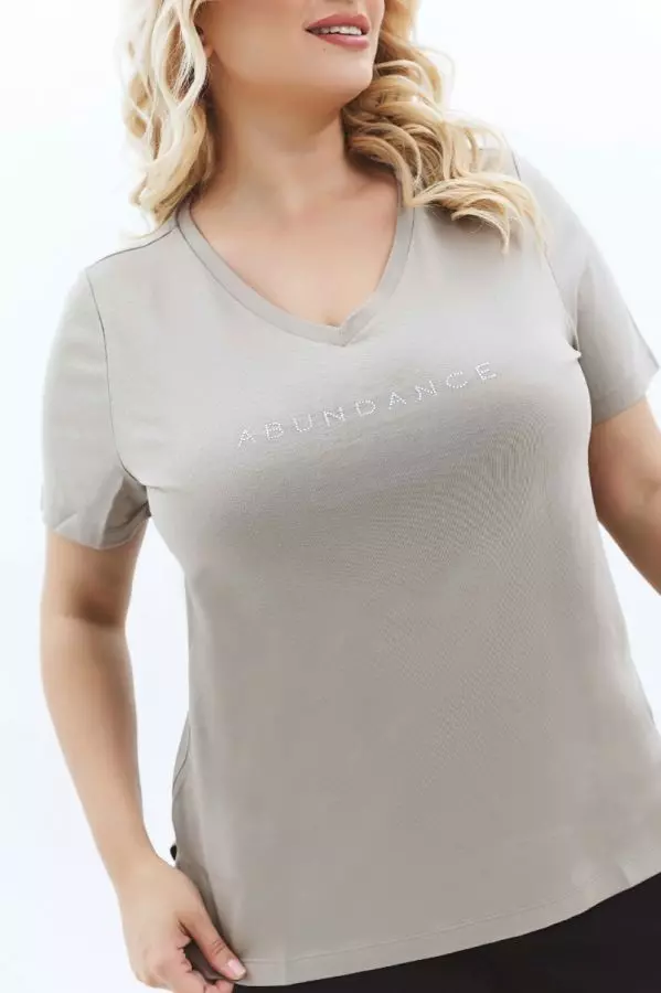 T-shirt με στρας 'Abundance' σε μπεζ χρώμα