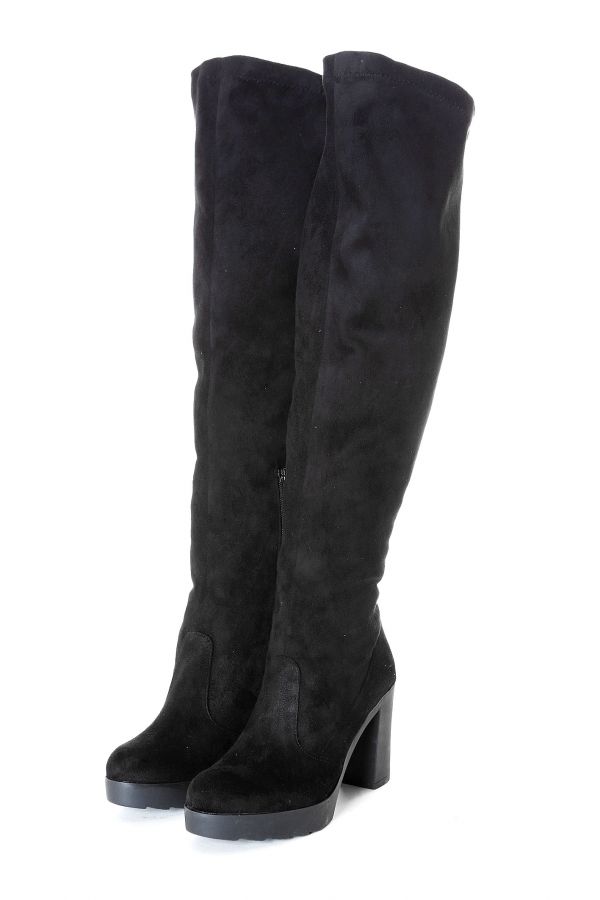 Μπότα κάλτσα μαύρη με φαρδιά γάμπα