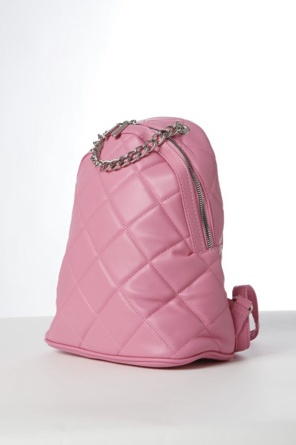 Backpack καπιτονέ με αλυσίδα σε ροζ χρώμα