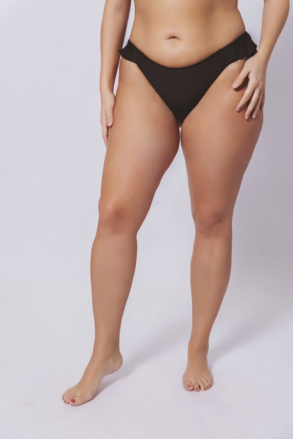 Bikini-slip με βολάν στο πλάι σε μαύρο χρώμα