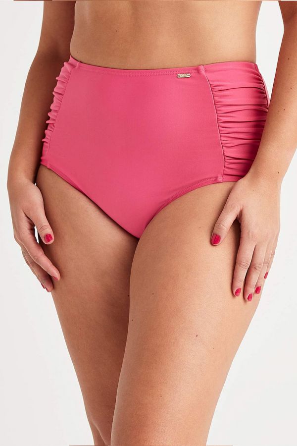 Bikini-slip ψηλόμεσο με σούρα σε φουξ χρώμα 1xl 2xl 3xl 4xl 5xl 