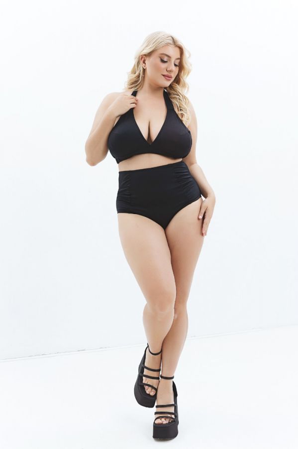 Bikini-top με δέσιμο στο λαιμό σε μαύρο χρώμα