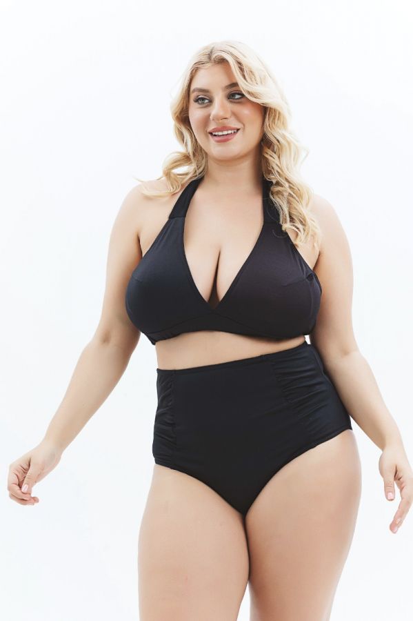 Bikini-top με δέσιμο στο λαιμό σε μαύρο χρώμα