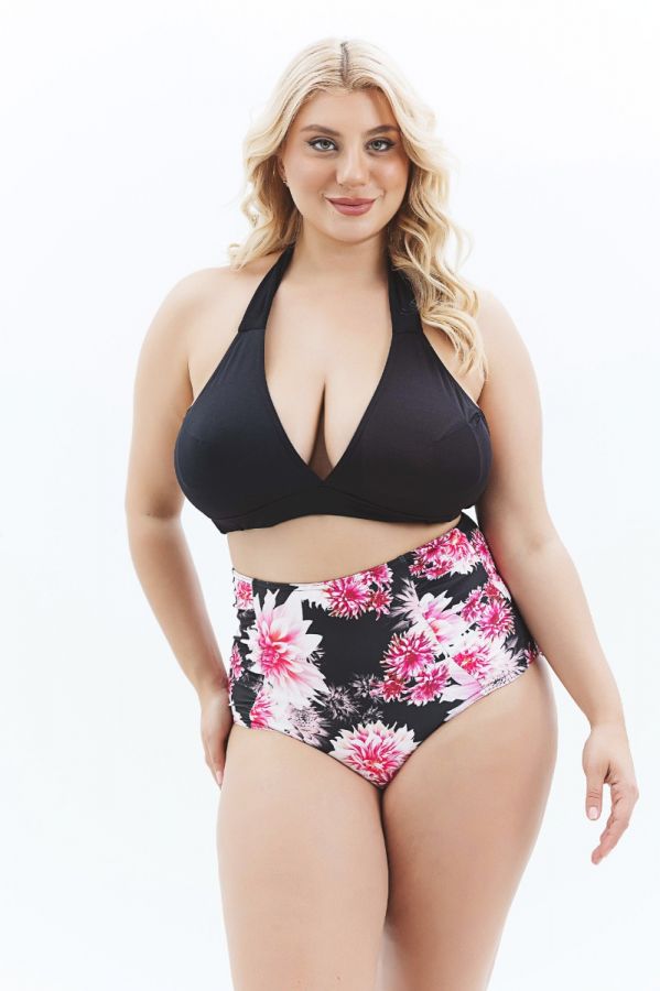 Bikini-top με δέσιμο στο λαιμό σε μαύρο χρώμα