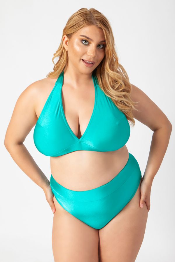 Bikini-top με δέσιμο στο λαιμό σε τυρκουάζ χρώμα