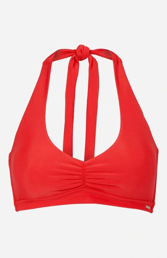 Bikini-top με ενίσχυση και δέσιμο στο λαιμό σε κόκκινο χρώμα