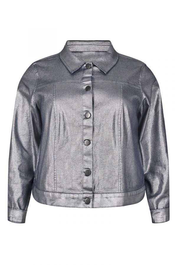 Κοντό coated jacket σε ασημί χρώμα