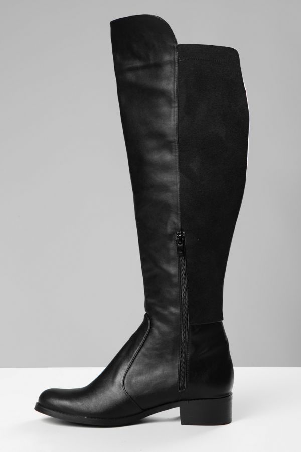 Eco-leather over the knee μπότα σε μαύρο χρώμα