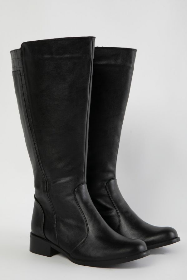 Eco leather  μπότα ιππασίας με croco λεπτομέρεια σε μαύρο χρώμα 1xl,2xl,3xl,4xl,5xl