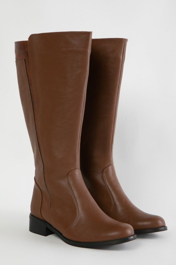 Eco leather μπότα ιππασίας με croco λεπτομέρεια σε ταμπά χρώμα 1xl,2xl,3xl,4xl,5xl