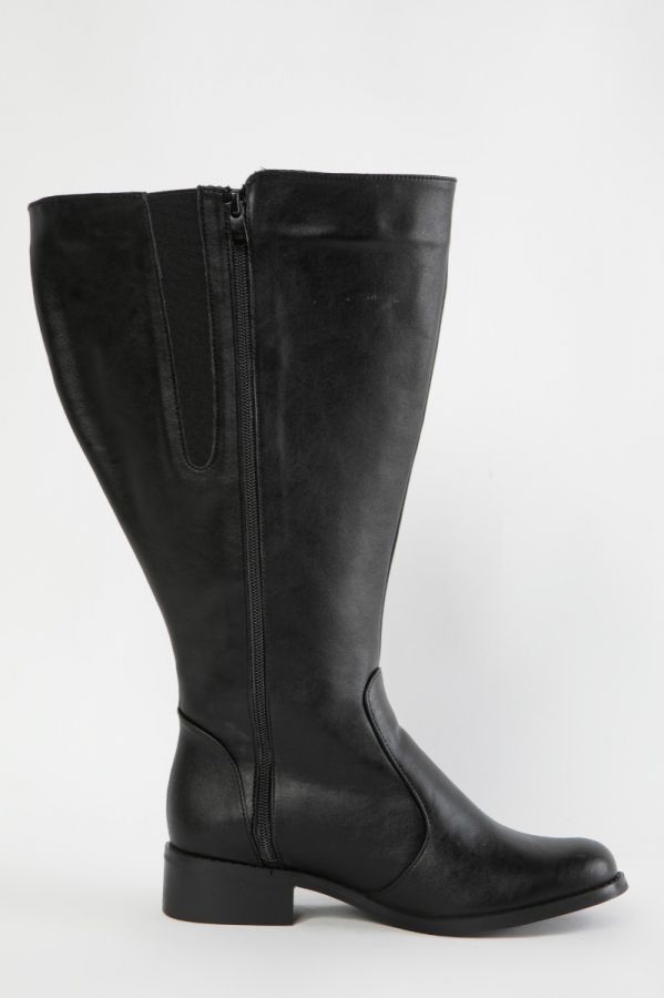 Eco leather μπότα με έξτρα φαρδιά γάμπα σε μαύρο χρώμα 1xl,2xl,3xl,4xl