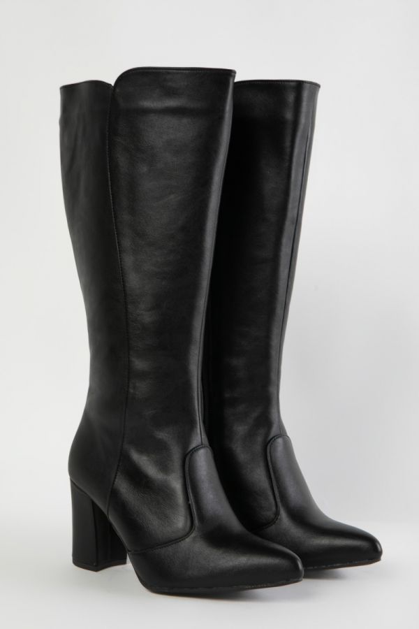 Eco leather μπότα με ψηλό τακούνι σε μαύρο χρώμα 1xl,2xl,3xl,4xl,5xl