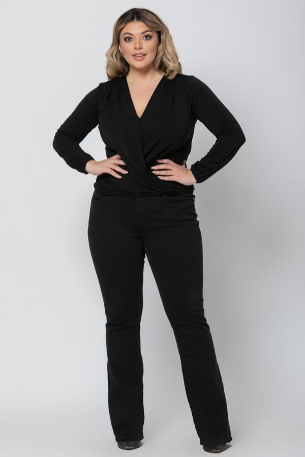 Ελαστικό bootcut jean παντελόνι σε denim black χρώμα 1xl,2xl,3xl,4xl,5xl