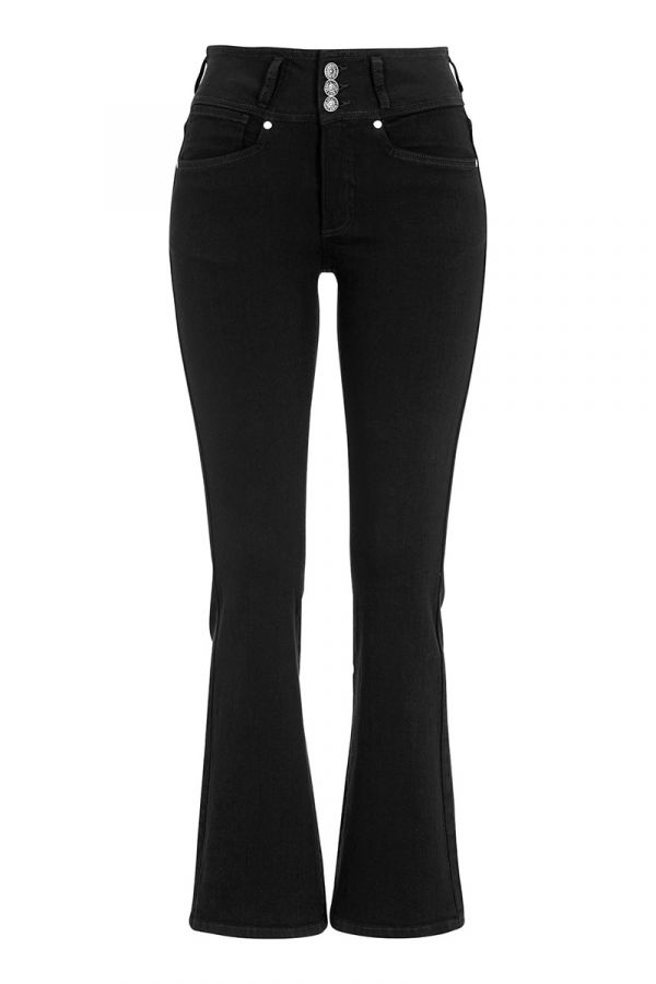 Ελαστικό bootcut jean παντελόνι σε denim blαck χρώμα σε μεγάλα μεγέθη