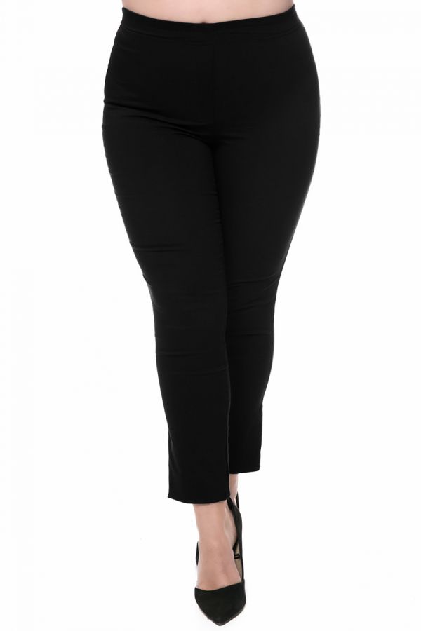 Ελαστικό παντελόνι τύπου γκρο με λάστιχο σε μαύρο χρώμα
