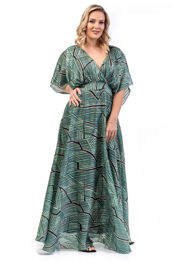 Maxi μεσάτο φόρεμα σε πράσινο χρώμα
