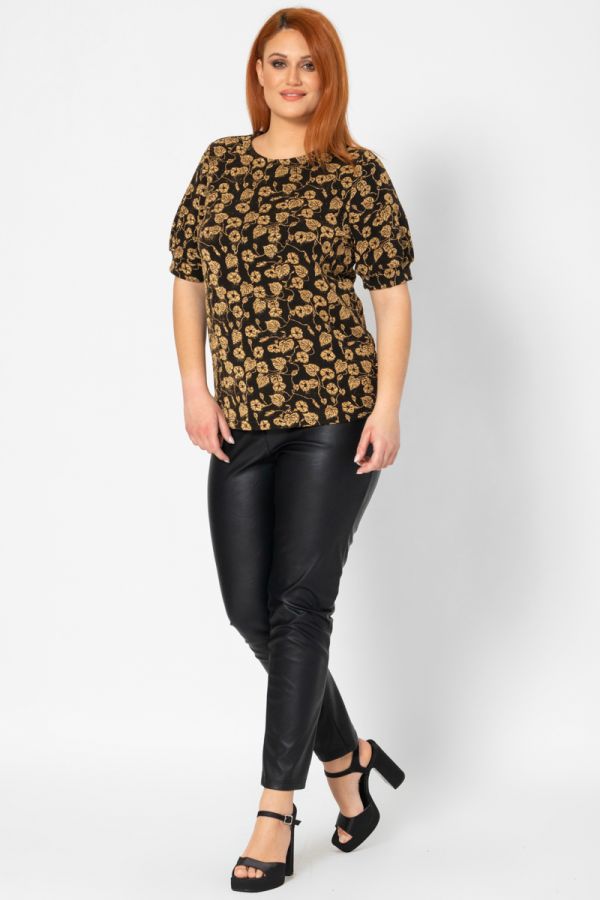 Εμπριμέ μπλούζα με σχέδιο σε μαύρο/χρυσό χρώμα 1xl,2xl,3xl,4xl,5xl