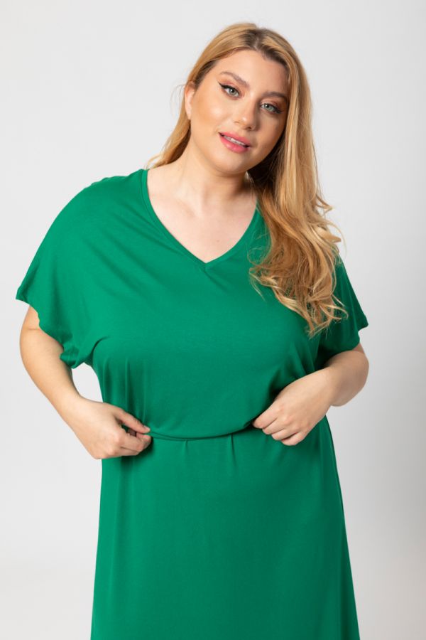 Φαρδύ φόρεμα με ζώνη σε πράσινο χρώμα 1xl 2xl 3xl 4xl 5xl 