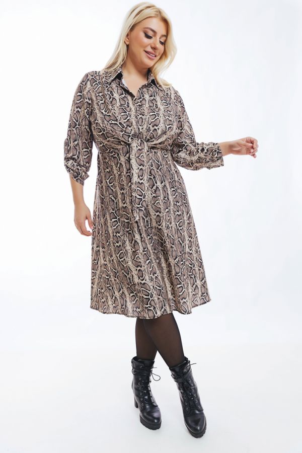 Φόρεμα με snake print σε τύπος χρώμα