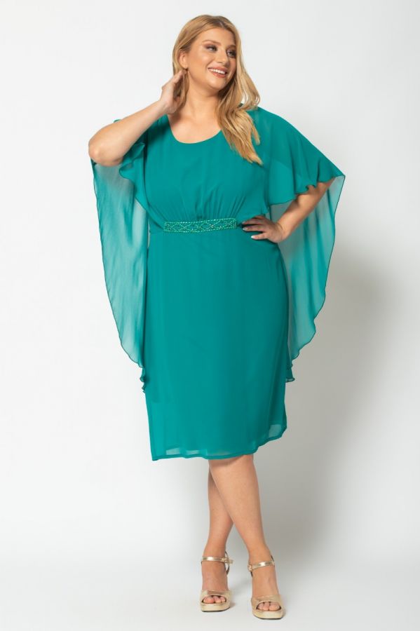 Φόρεμα κοντό με μπέρτα σε πράσινο χρώμα