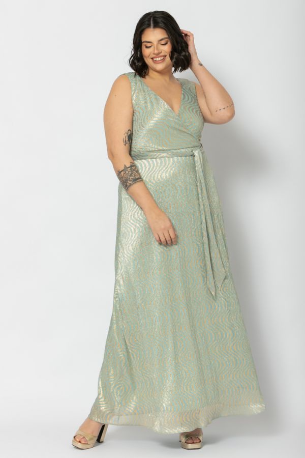Maxi κρουαζέ φόρεμα με ανάγλυφο σχέδιο σε σιέλ χρώμα 1xl 2xl 3xl 4xl 5xl 