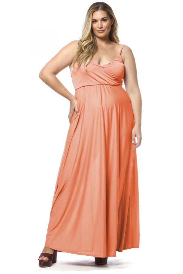 Maxi φόρεμα με δέσιμο σε κοραλλί χρώμα