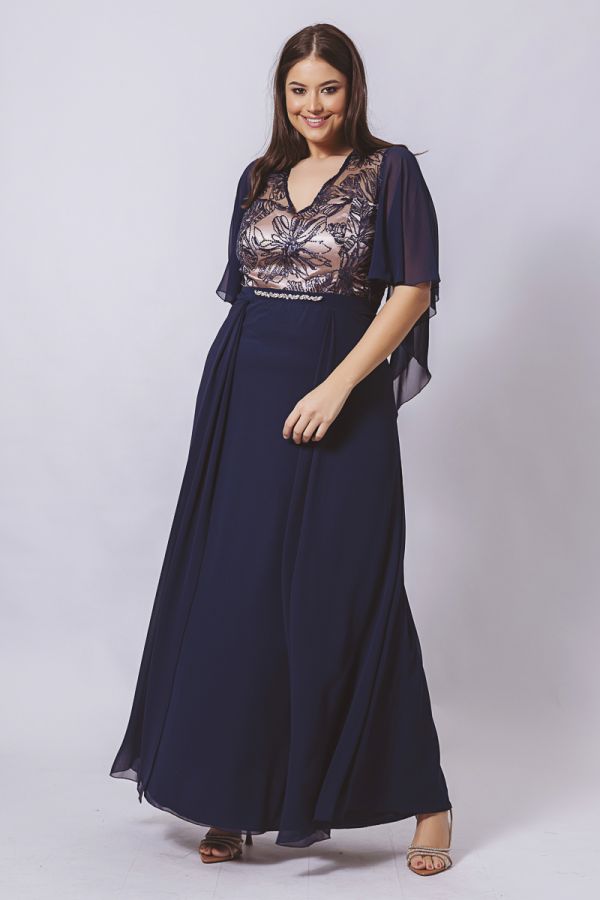 Maxi φόρεμα με παγιέτα σε μπλε σκούρο χρώμα