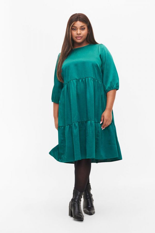 Φόρεμα με βολάν τελείωμα σε πράσινο χρώμα 1XL,2XL,3XL,4XL,5XL