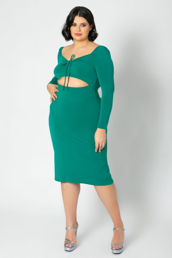Φόρεμα με keyhole στο μπούστο σε πράσινο χρώμα