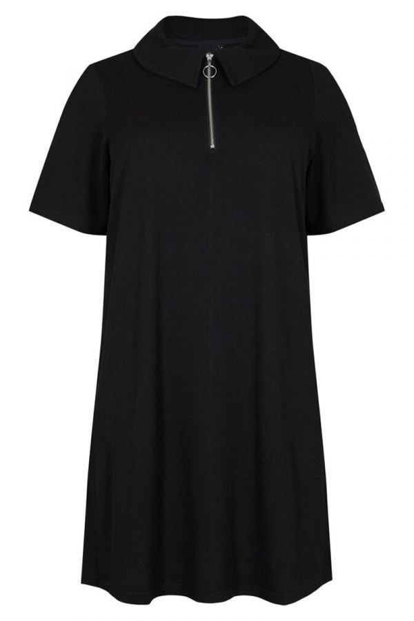 Φόρεμα με φερμουάρ στο γιακά σε μαύρο χρώμα