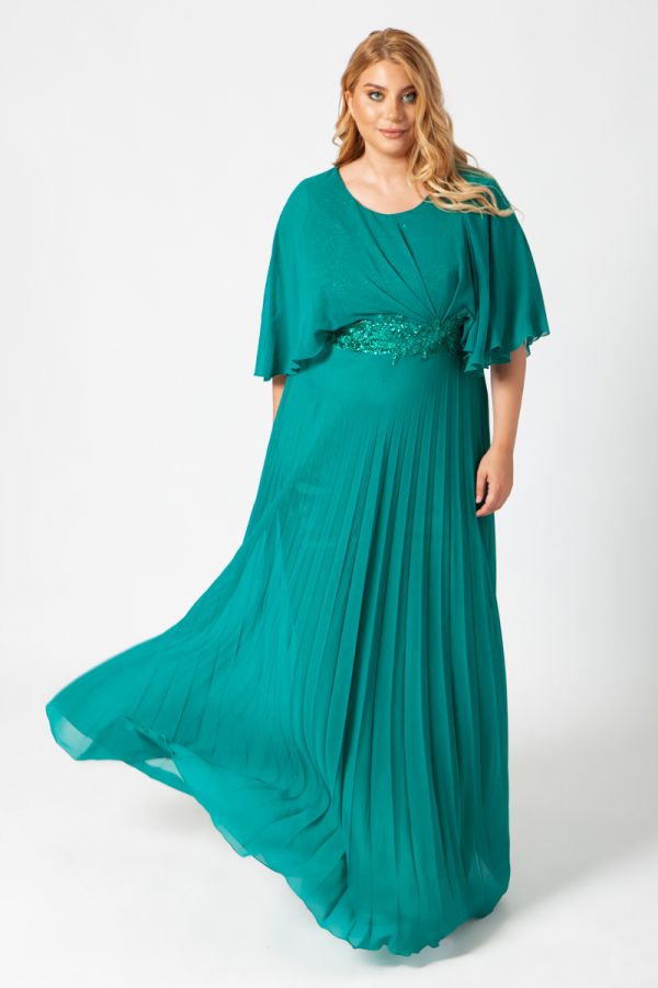 Maxi φόρεμα με κεντημένο μπούστο σε πράσινο χρώμα 