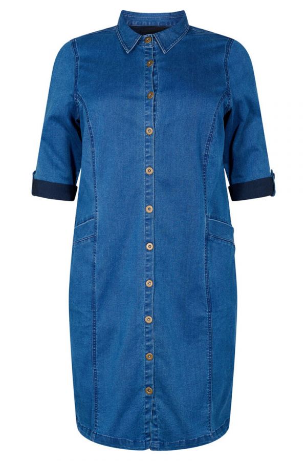 Φόρεμα με κουμπιά σε denim blue χρώμα