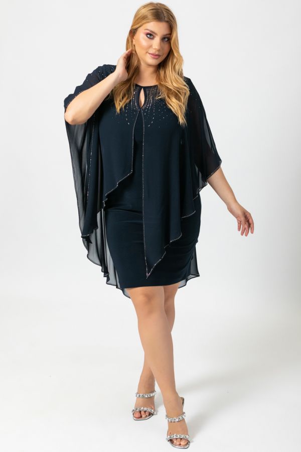 Midi φόρεμα με μπέρτα σε μαύρο χρώμα 1xl 2xl 3xl 4xl 5xl 