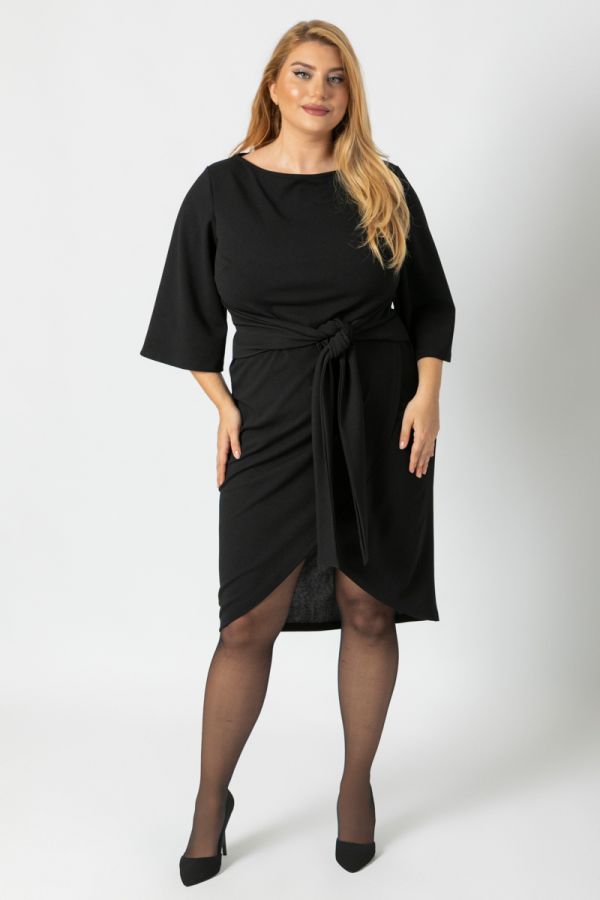 Φόρεμα scuba με ζώνη σε μαύρο χρώμα