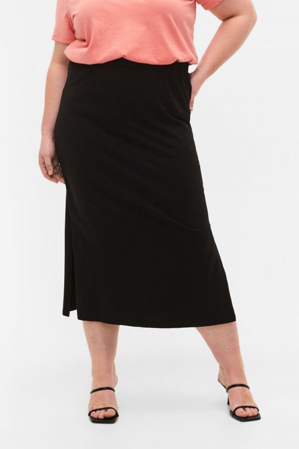 Maxi φούστα με σκίσιμο σε μαύρο χρώμα 1xl 2xl 3xl 4xl 5xl 