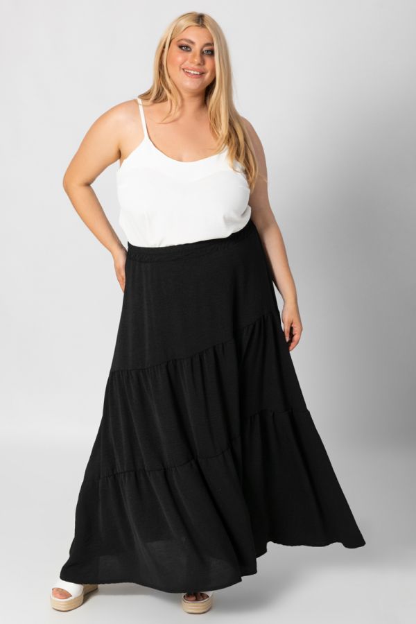 Maxi φούστα με βολάν στο τελείωμα σε μαύρο χρώμα