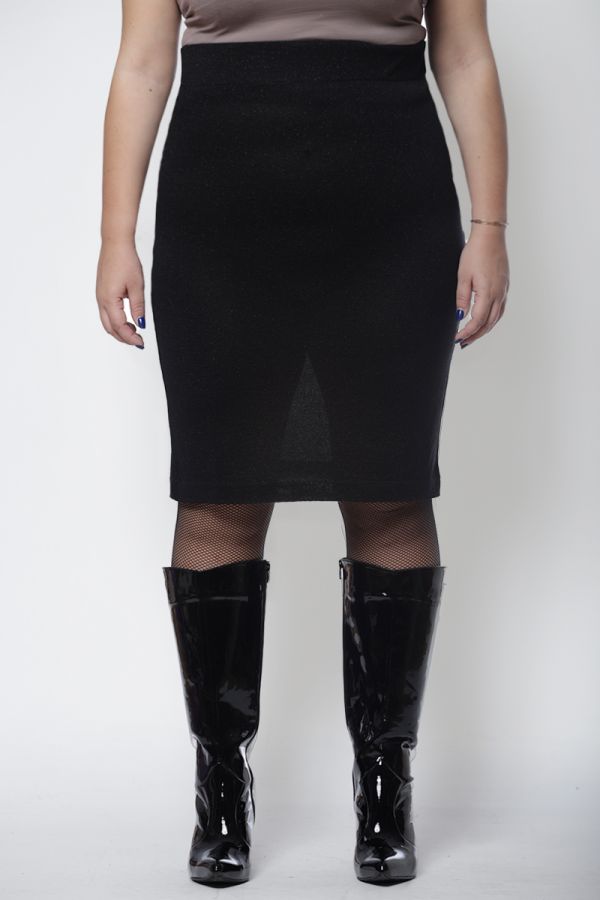 Φούστα πλεκτή lurex σε μαύρο χρώμα