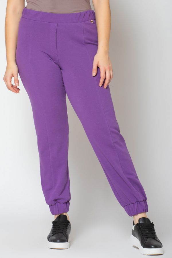Φούτερ παντελόνι με νερβίρ ραφή στην μπροστινή όψη σε λιλά χρώμα