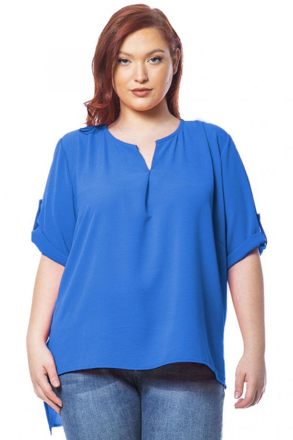 Hi-Lo μπλούζα με κουφόπιετα και μανίκι με δέσιμο σε ρουά χρώμα