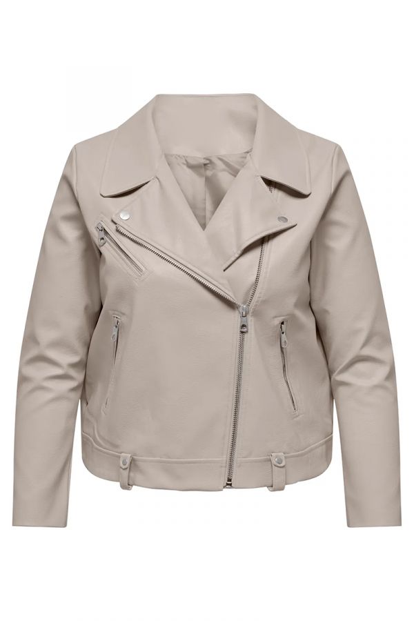 Leather-like jacket σε nude χρώμα