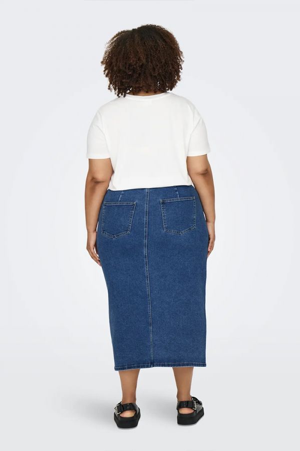 Jean φούστα με άνοιγμα σε denim blue χρώμα