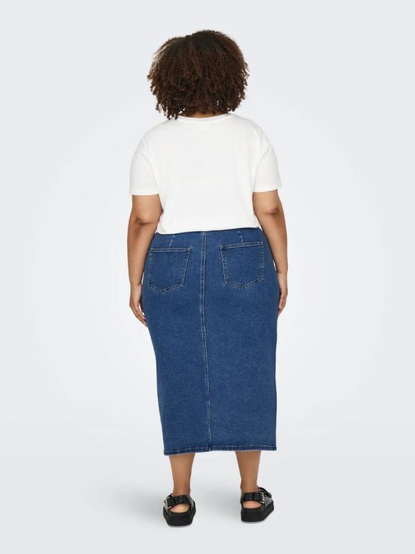 Jean φούστα με άνοιγμα σε denim blue χρώμα