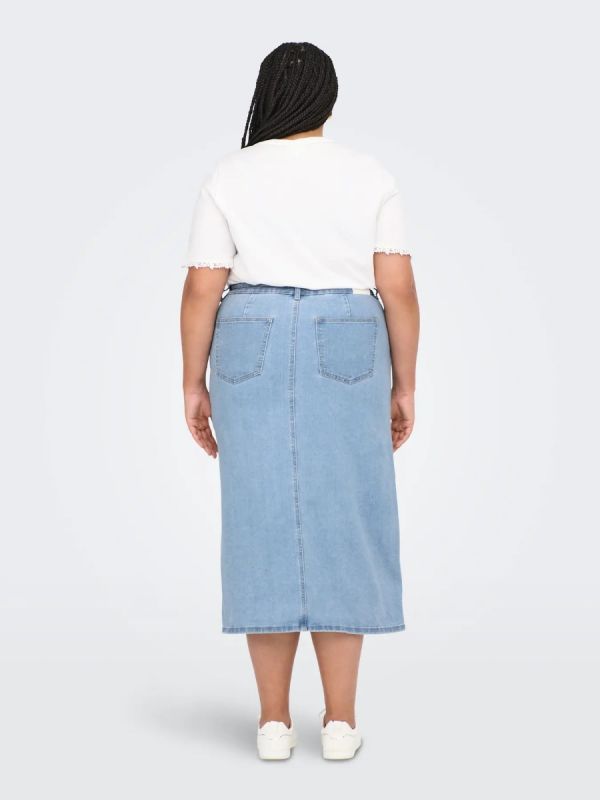 Jean φούστα με άνοιγμα σε denim light blue χρώμα