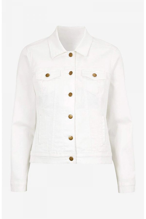Jean jacket με τσέπες και γιακά σε denim white χρώμα