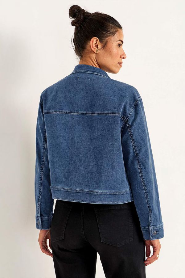 Jean jacket με τσέπες  μπροστά σε denim blue χρώμα