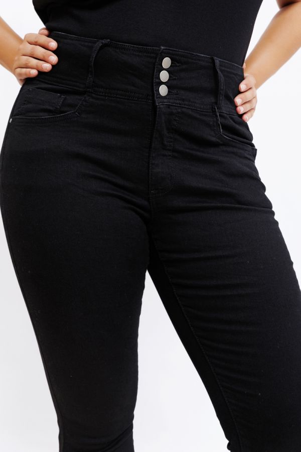 Jean καμπάνα με 3 κουμπιά σε denim black χρώμα