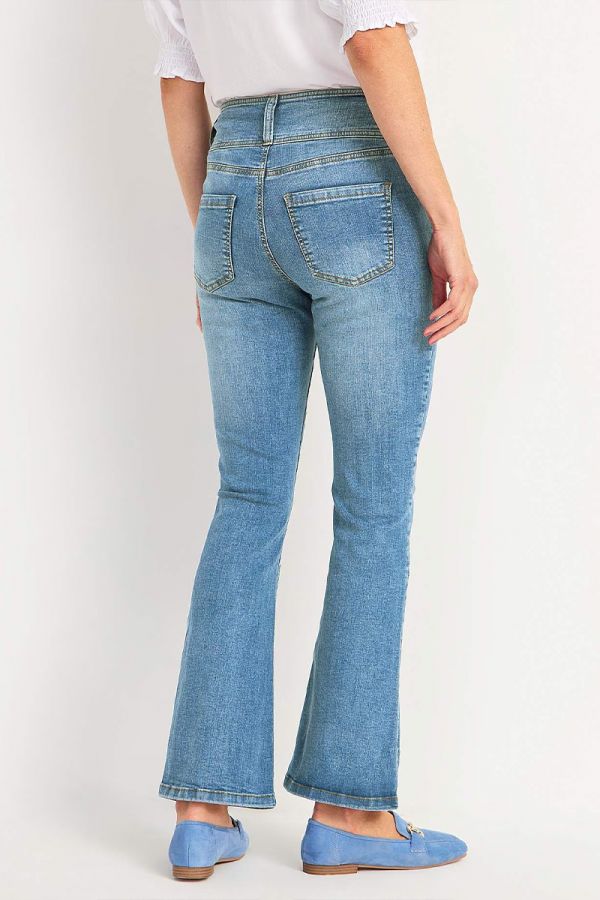 Jean καμπάνα με 3 κουμπιά σε denim light blue χρώμα