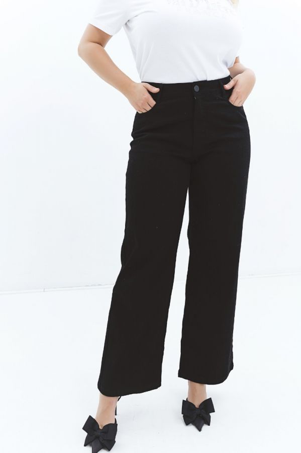 Jean wide leg σε denim black χρώμα